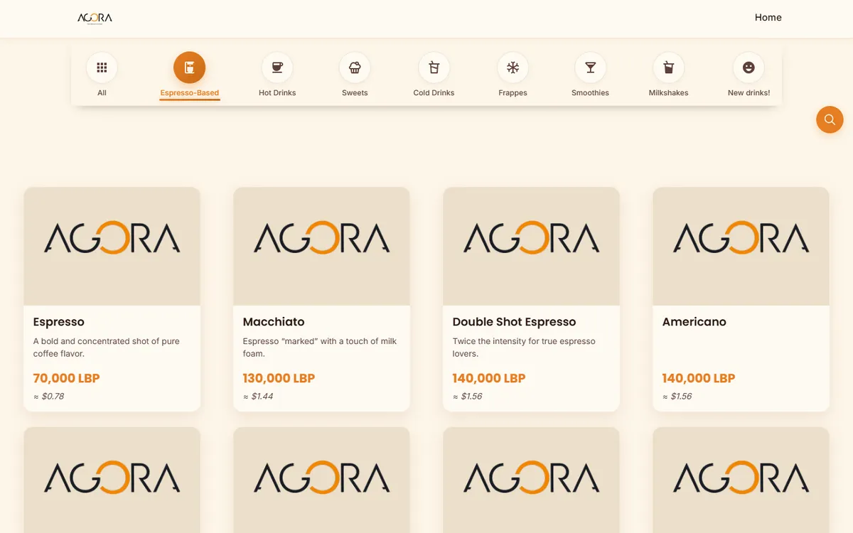 Screenshot of the Agora website